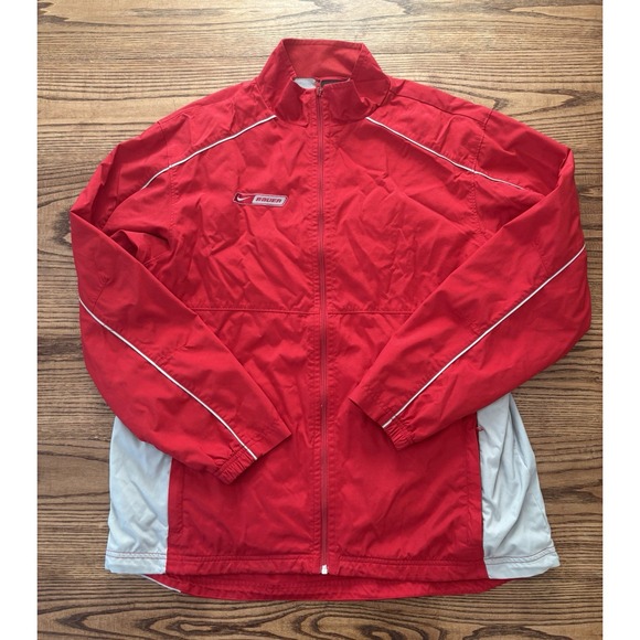 Vintage‎ Y2K Nike Bauer Men's Large Red/Gray Full Zip Windbreaker Jacket - Picture 1 of 8